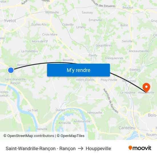Saint-Wandrille-Rançon - Rançon to Houppeville map