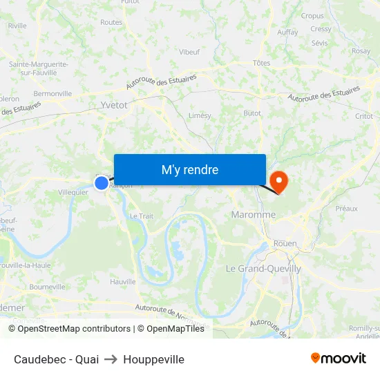 Caudebec - Quai to Houppeville map