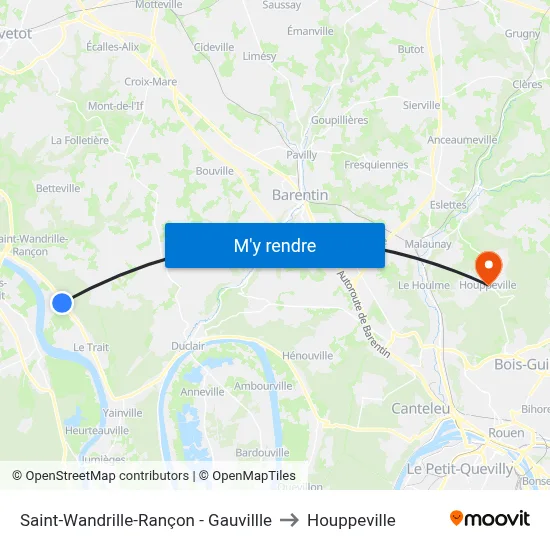 Saint-Wandrille-Rançon - Gauvillle to Houppeville map