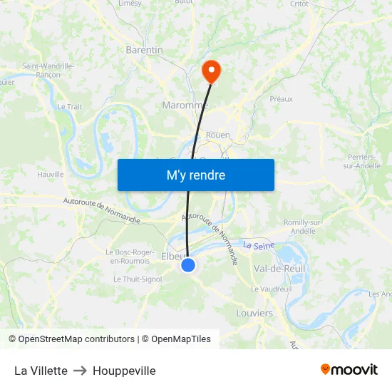 La Villette to Houppeville map