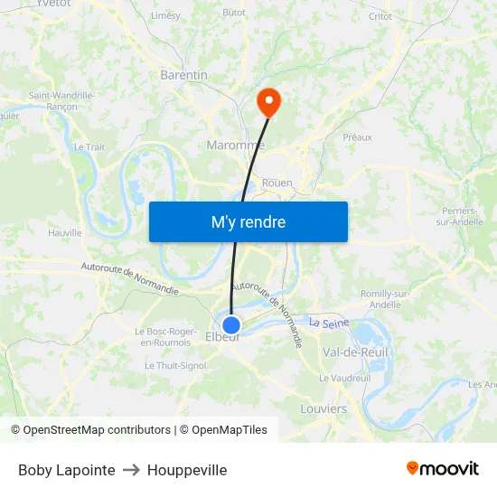 Boby Lapointe to Houppeville map