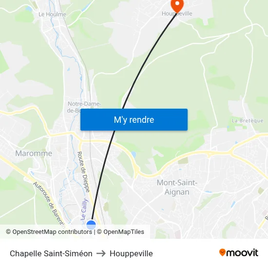Chapelle Saint-Siméon to Houppeville map