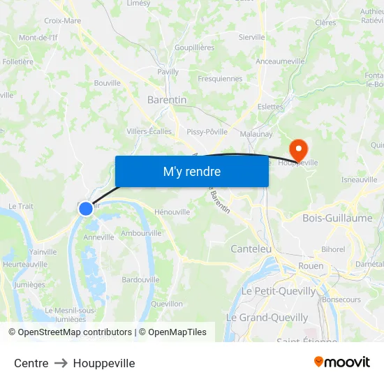 Centre to Houppeville map