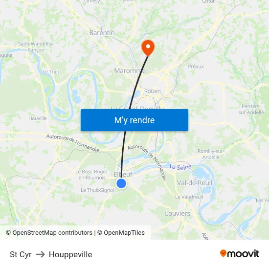 St Cyr to Houppeville map