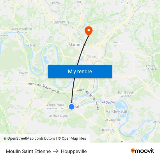 Moulin Saint Etienne to Houppeville map