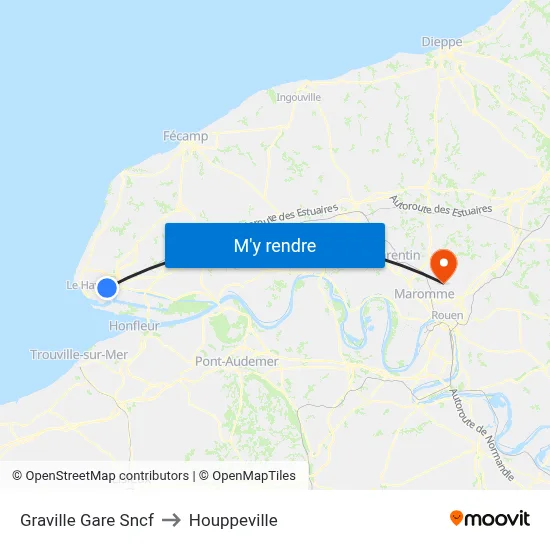 Graville Gare Sncf to Houppeville map