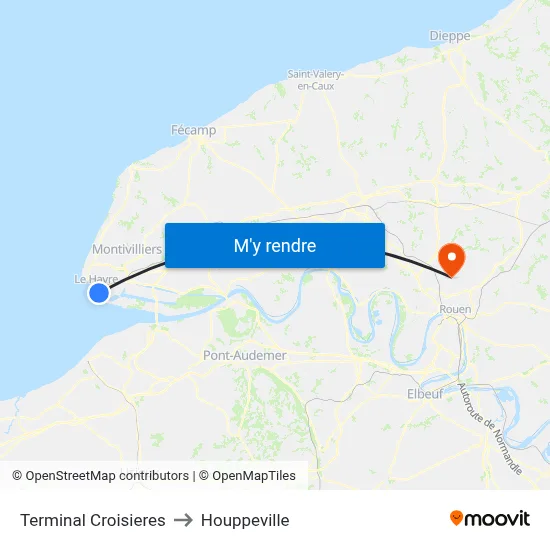 Terminal Croisieres to Houppeville map