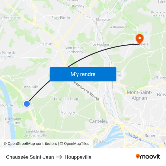 Chaussée Saint-Jean to Houppeville map
