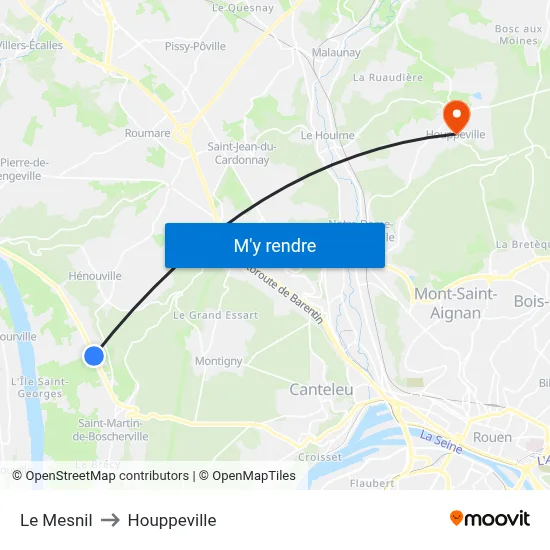 Le Mesnil to Houppeville map