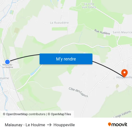 Malaunay - Le Houlme to Houppeville map