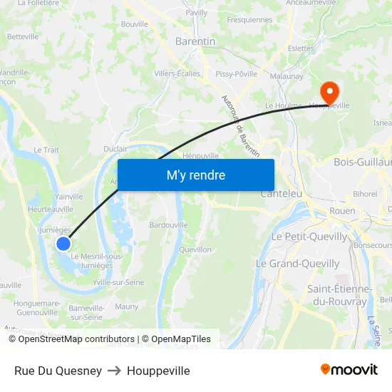 Rue Du Quesney to Houppeville map