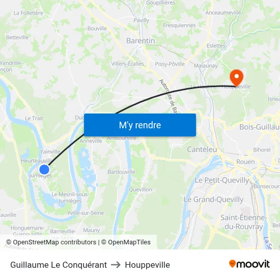 Guillaume Le Conquérant to Houppeville map