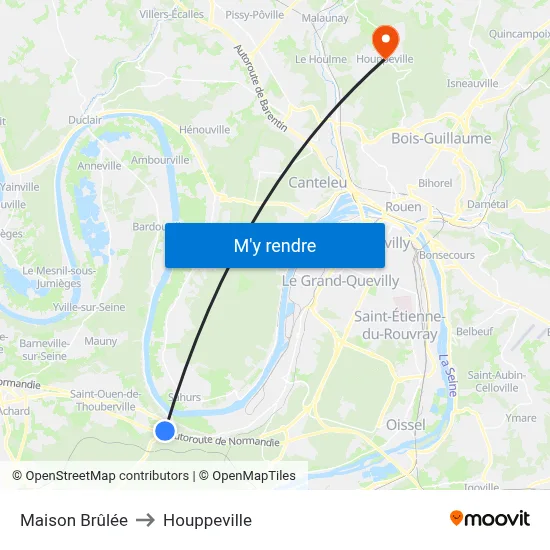 Maison Brûlée to Houppeville map