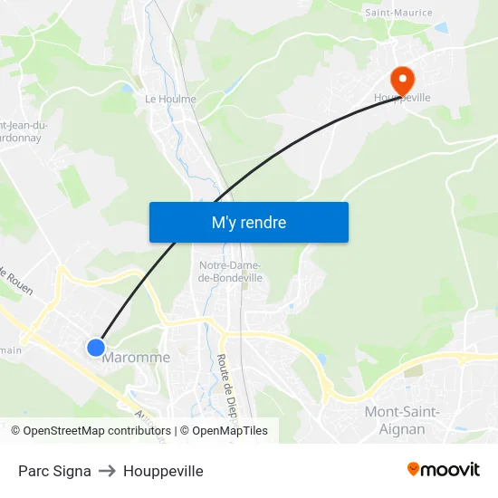 Parc Signa to Houppeville map