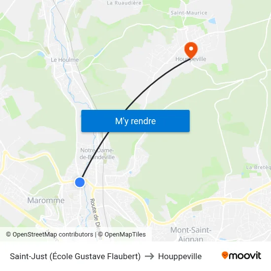 Saint-Just (École Gustave Flaubert) to Houppeville map