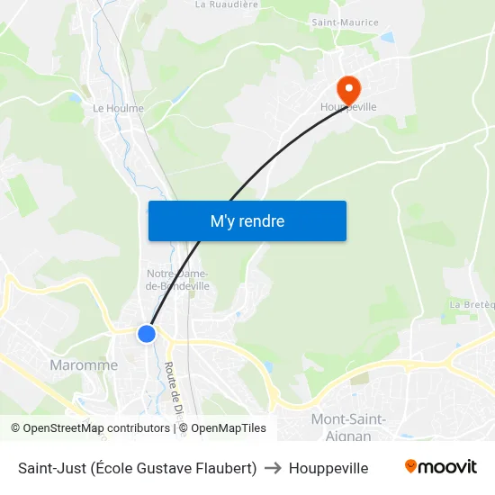 Saint-Just (École Gustave Flaubert) to Houppeville map