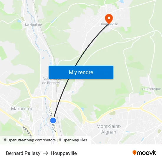 Bernard Palissy to Houppeville map