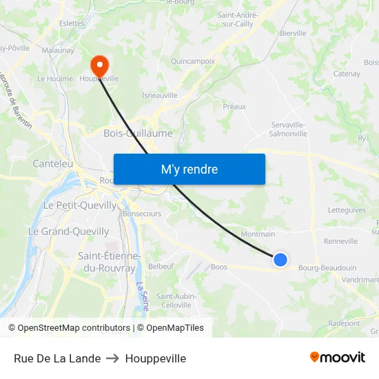 Rue De La Lande to Houppeville map