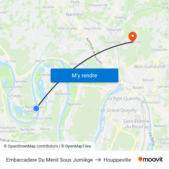Embarcadere Du Menil Sous Jumiège to Houppeville map