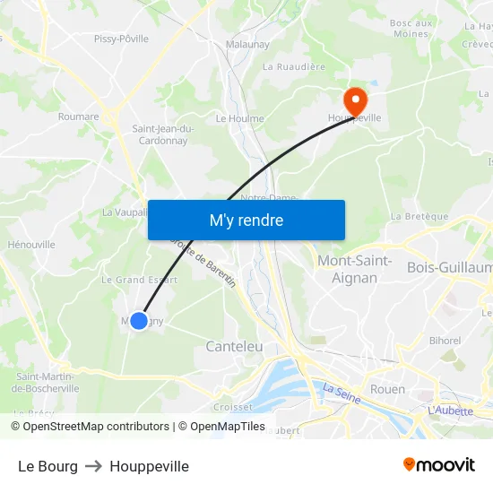 Le Bourg to Houppeville map