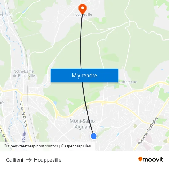 Galliéni to Houppeville map