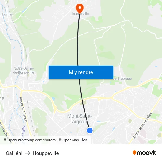 Galliéni to Houppeville map