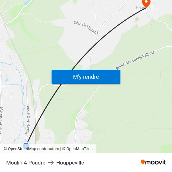 Moulin A Poudre to Houppeville map