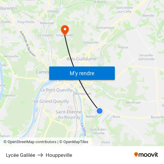 Lycée Galilée to Houppeville map