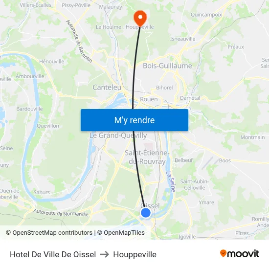 Hotel De Ville De Oissel to Houppeville map