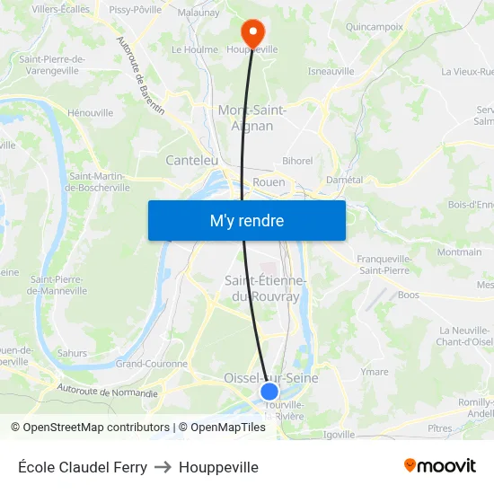 École Claudel Ferry to Houppeville map