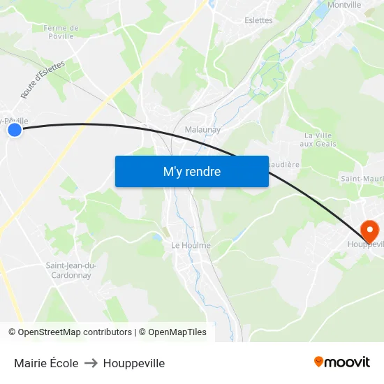 Mairie École to Houppeville map