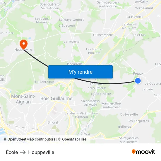 École to Houppeville map