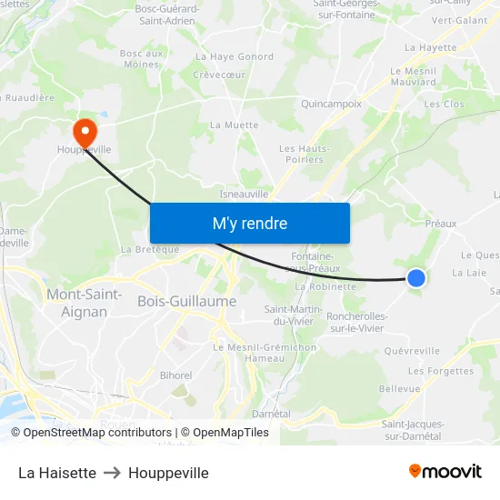 La Haisette to Houppeville map