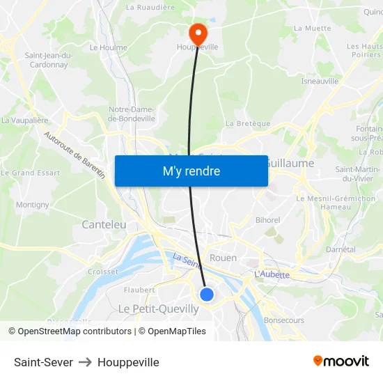 Saint-Sever to Houppeville map
