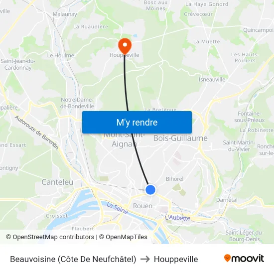 Beauvoisine (Côte De Neufchâtel) to Houppeville map