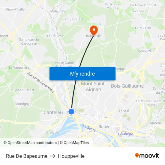 Rue De Bapeaume to Houppeville map