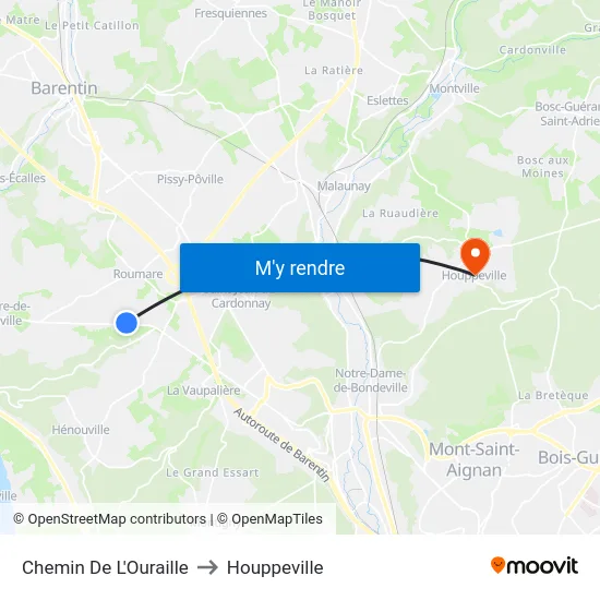 Chemin De L'Ouraille to Houppeville map