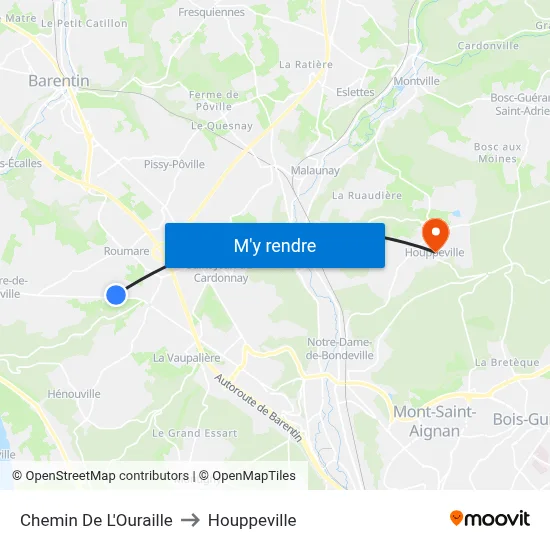 Chemin De L'Ouraille to Houppeville map