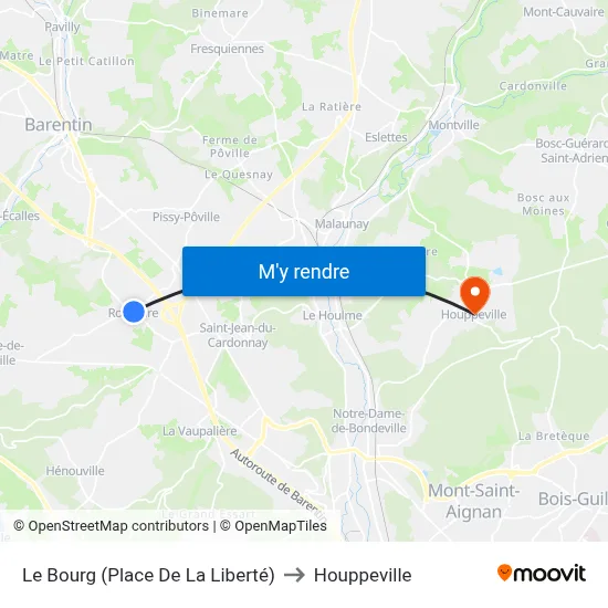 Le Bourg (Place De La Liberté) to Houppeville map