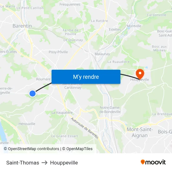 Saint-Thomas to Houppeville map