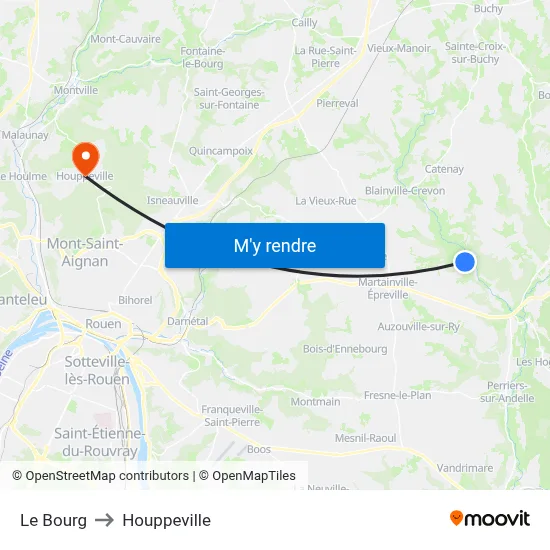 Le Bourg to Houppeville map