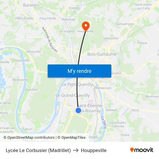 Lycée Le Corbusier (Madrillet) to Houppeville map