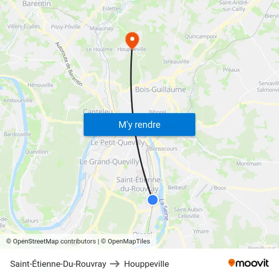 Saint-Étienne-Du-Rouvray to Houppeville map