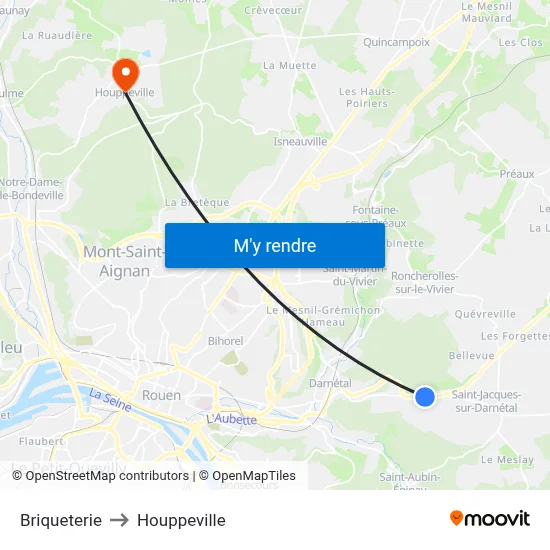 Briqueterie to Houppeville map