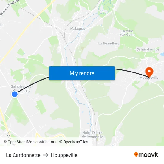 La Cardonnette to Houppeville map