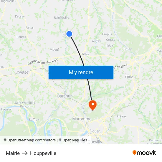 Mairie to Houppeville map