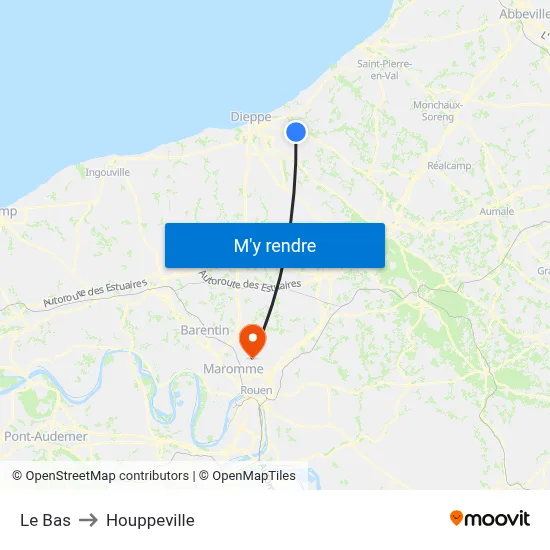 Le Bas to Houppeville map