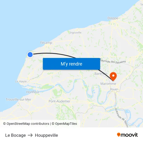 Le Bocage to Houppeville map