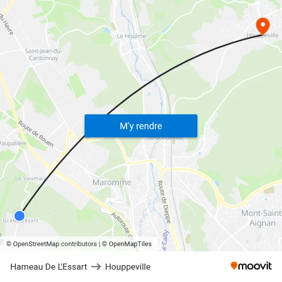 Hameau De L'Essart to Houppeville map