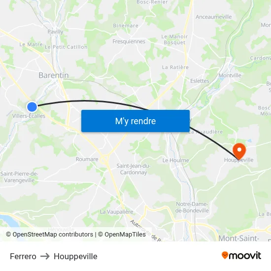 Ferrero to Houppeville map